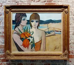 Buy Charles Levier - Women At The Beach -Oil Painting -c1960s • 5,460.32£