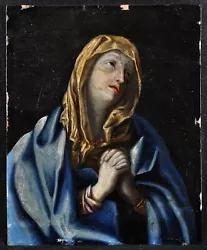 Buy 17th CENTURY FRENCH OLD MASTER VIRGIN IN ADORATION ANTIQUE OIL COPPER PAINTING • 0.99£