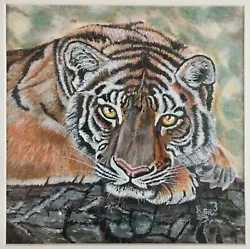 Buy Beautiful Large Painting Of A Tiger In Acrylics. Framed And Signed By Sue Reeves • 50£