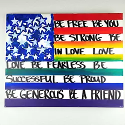 Buy Pride Flag Painting On Canvas Original Art 16x20 Acrylic Abstract Rainbow Flag • 21.08£