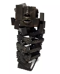 Buy Vintage Metal Abstract Brutalist Face 12  Unsigned Sculpture • 295.31£