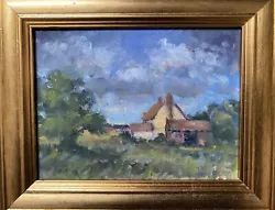 Buy Norfolk Landscape, Small, Oil Painting, Cottage, Framed, Clouds, Trees. • 45£