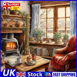 Buy Paint By Numbers Kit On Canvas DIY Oil Art Winter Fireplace Picture Decor40x40cm • 8.69£