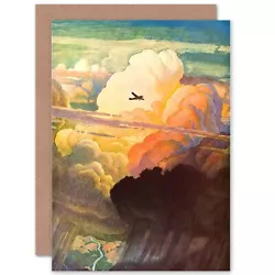 Buy Painting Sky Clouds Aeroplane Flight 1938 Blank Greeting Card With Envelope • 4.42£