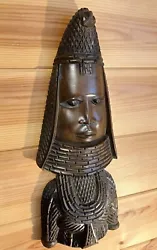 Buy Vintage Kingdom Of Benin African Queen Idia 32cm Tall Wooden Wall Art Carving • 125£