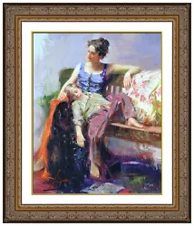 Buy Pino Daeni Embellished Giclee On Canvas Hand Signed Afternoon Nap Framed Artwork • 2,279.80£