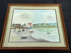 Buy Framed Vintage Watercolour Of A Harbour Scene - 20” X 17” - Unknown Artist • 9.99£