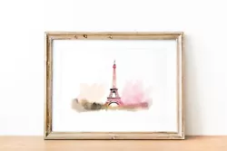 Buy Eiffel Tower Water Colour Art Print Paris France Pink Love City Painting Gift UK • 3.99£