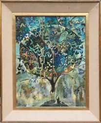 Buy Butterfly Tree Surreal Symbolic Vintage Oil Painting By Yves Chaix France • 551.25£