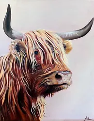 Buy Highland Cow Oil Painting Original On Canvas Handmade Realism Fine Art Decor • 350£