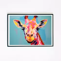 Buy Abstract Giraffe Safari Painting Illustration 7x5 Retro Decor Wall Art Print  • 3.95£