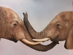 Buy Beautiful Elephants  Original Oil  Painting . • 70£