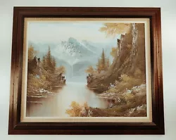 Buy Vintage Large Oil Painting Mountain Lake Landscape Scene Signed And Framed • 66.31£
