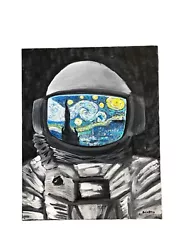 Buy Astronaut Space  Fusion 16x20” Acrylic Painting Hand Painted 2022 Starry Night • 236.25£