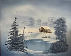 Buy Bob Ross Style Original Landscape Oil Painting “Frozen Beauty In Vignette” 16x20 • 189.45£