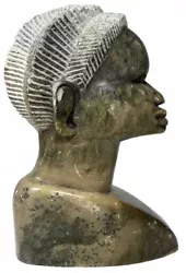 Buy Woman Sculpture Folk Art Africa Verdite Stone Bust Braid Tandi OOAK Outsider MCM • 49.74£