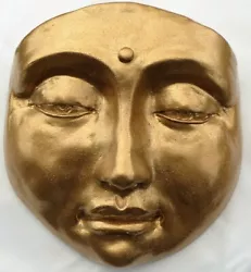 Buy Handmade Buddha Face Golden Wall Sculpture, Garden, Gifts, By Claybraven • 56.23£
