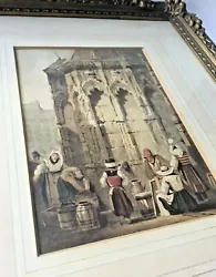 Buy A Quality Early19thC Watercolour Painting, Gothic/traders At Rear Church, 1 Of 2 • 525£