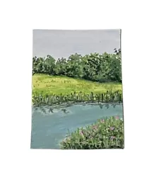 Buy ACEO Painting Landscape Spring Lake Miniature Signed • 6.99£