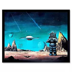 Buy Movie Film Painting Robby Robot Forbidden Planet Space Stars Sci Fi Framed Print • 11.99£