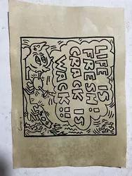 Buy Keith Haring Painting On Paper (handmade) Signed And Stamped Mixed Media Broke • 66.84£
