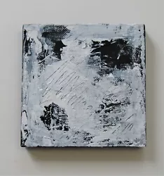 Buy ORIGINAL Painting Black And White Abstract 4 X4  By Brooke Howie Small Art OOAK • 19.91£
