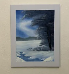 Buy Bob Ross Style Original Oil Winterlandscape Painting Ooak “Snowy Solitude” 16x20 • 103.36£