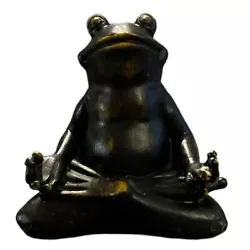 Buy Black Wood Carved And Hand Painted Zen Meditating Frog In Sitting Position • 24.81£