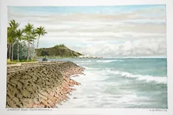 Buy Orig Hawaii Watercolor Painting  Diamond Head From Kakaako  By L. Segedin #70 • 550.46£