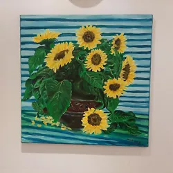 Buy Floral Painting Sunflower Oilpaint On Canvas Modern • 15£