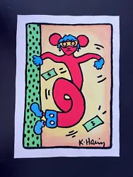 Buy Keith Haring Signed Abstract Painting On Paper - Twirly Andy Mouse 11.5” X 8.25” • 393.59£