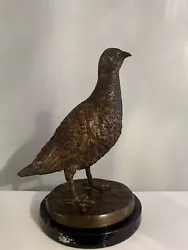 Buy Vintage Solid Bronze Sculpture - Grouse Bird On Black Marble Plinth Statue 26cm • 50£