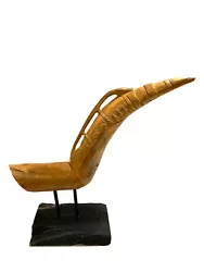 Buy Carved Bird Wood Driftwood Sculpture On Black Stand 20” • 441.36£