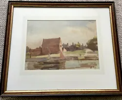 Buy PJ Tuck Framed Early/Mid C20th Watercolour Small Sailboats On Lake And Buildings • 10£