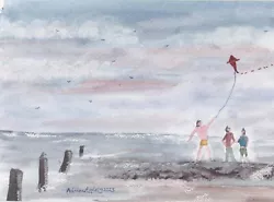 Buy KITE AT SEA - Original Watercolour Painting By ADRIAN APPLEBY • 4.99£