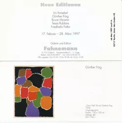Buy Invitation Card/invitation Card: New Editions (Knoebel, Förg And Others) Fahnemann 1997 • 13.51£