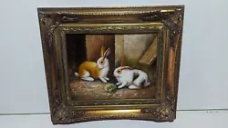 Buy Ornate Framed,Hand Painted, Oil Painting 8x10 Inch, Rabbit, Bunny, Pet, Farm • 107.07£