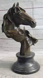 Buy Bronze Necking Horses Heads Bust Stallion Equestrian Statue Art Deco Sculpture M • 197.13£