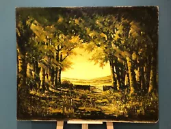 Buy Vintage Unframed Oil Painting Of Trees In A Countryside Sunset, Signed • 39.99£