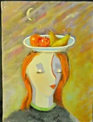 Buy PLATE OF PEARS Original Acrylic Picasso Style Cubism Women/ Fruit 9  By 12  Sign • 78.55£