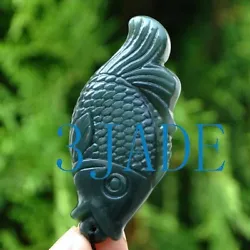 Buy 2  Natural Nephrite Jade Fish Gemstone Charm Pendant / Hand Carved Figurine • 9.95£