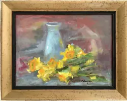 Buy Original Framed Impressionism  Oil Painting Floral Daffodils Still Life Signed, • 470.77£