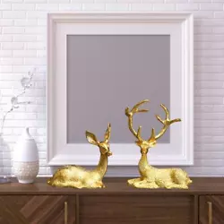 Buy 2Pcs Resin Reindeer Statue Shelf   Cabinet Sculpture Bookcase Figurine • 12.88£