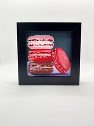 Buy Red Pink Macaroons Original Oil Painting-FRAMED Mini Love Macarons Food Art Sale • 50£