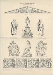 Buy Board 19th Century Sculpture / Rietschel / Drake 1888 Original Woodcut • 5.39£
