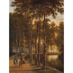 Buy Hackaert Avenue Birches Trees Landscape Painting Wall Art Canvas Print 18X24 In • 18.99£