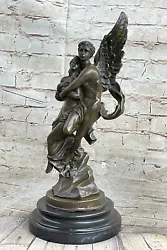 Buy Cupid Eros & Psyche Greek Mythology Real Bronze Sculpture Statue Signed Figurine • 283.70£