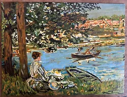 Buy Vintage 1960 Original Boating Lake Painting 40/30 Cms Paint By Number Card • 10£