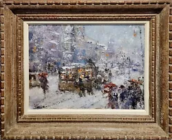 Buy William Robert Steene - 1920s New York Street Scene In Snow - Oil Painting • 5,796.34£