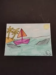 Buy Original Watercolour Miniature Boat Aceo • 1.49£